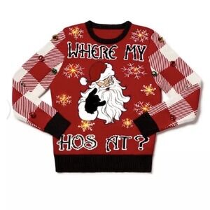 🎅🏻SPENCERS LIGHT UP🎄UGLY CHRISTMAS SWEATER (Where My Hos At? )Medium